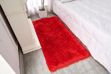 Load image into Gallery viewer, Red Bedside Faux Fur Runner, Luxury Fluffy Runner - 60x150 Cm