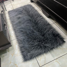 Load image into Gallery viewer, Grey Bedside Faux Fur Runner, Luxury Fluffy Runner - 60x150 Cm