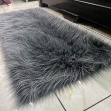 Load image into Gallery viewer, Gray Faux Fur Rug, Luxury Fluffy Rugs