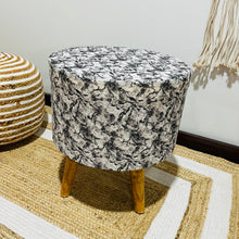 Load image into Gallery viewer, Bohemian Home Round Utility Padded Stool/ Ottoman Natural Finish - 4 Leg, Black Textured