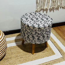 Load image into Gallery viewer, Bohemian Home Round Utility Padded Stool/ Ottoman Natural Finish - 4 Leg, Black Textured