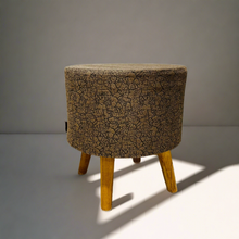 Load image into Gallery viewer, Bohemian Home Round Utility Padded Stool/ Ottoman Natural Finish - 4 Leg, Oliva Textured