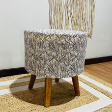 Load image into Gallery viewer, Bohemian Home Round Utility Padded Stool/ Ottoman Natural Finish - 4 Leg, Gray Textured