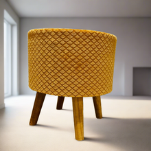 Load image into Gallery viewer, Bohemian Home Round Utility Padded Stool/ Ottoman Natural Finish - 4 Leg, Golden Textured