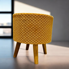 Load image into Gallery viewer, Bohemian Home Round Utility Padded Stool/ Ottoman Natural Finish - 4 Leg, Golden Textured