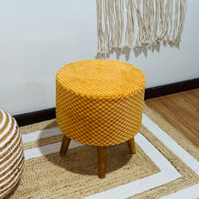 Load image into Gallery viewer, Bohemian Home Round Utility Padded Stool/ Ottoman Natural Finish - 4 Leg, Golden Textured