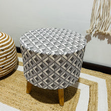 Load image into Gallery viewer, Bohemian Home Round Utility Padded Stool/ Ottoman Natural Finish - 4 Leg, White Texture