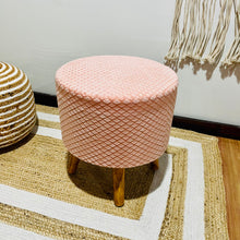 Load image into Gallery viewer, Bohemian Home Round Utility Padded Stool/ Ottoman Natural Finish - 4 Leg, Pink