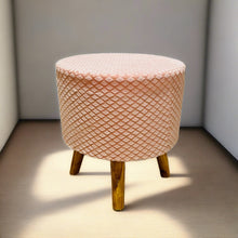 Load image into Gallery viewer, Bohemian Home Round Utility Padded Stool/ Ottoman Natural Finish - 4 Leg, Pink
