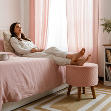 Load image into Gallery viewer, Bohemian Home Round Utility Padded Stool/ Ottoman Natural Finish - 4 Leg, Pink