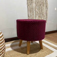 Load image into Gallery viewer, Bohemian Home Round Utility Padded Stool/ Ottoman Natural Finish - 4 Leg, Purple