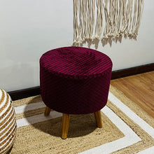Load image into Gallery viewer, Bohemian Home Round Utility Padded Stool/ Ottoman Natural Finish - 4 Leg, Purple