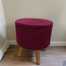 Load image into Gallery viewer, Bohemian Home Round Utility Padded Stool/ Ottoman Natural Finish - 4 Leg, Purple