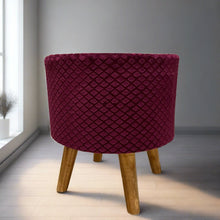 Load image into Gallery viewer, Bohemian Home Round Utility Padded Stool/ Ottoman Natural Finish - 4 Leg, Purple
