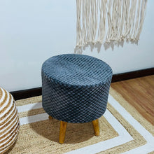 Load image into Gallery viewer, Bohemian Home Round Utility Padded Stool/ Ottoman Natural Finish - 4 Leg, Gray