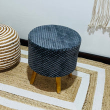 Load image into Gallery viewer, Bohemian Home Round Utility Padded Stool/ Ottoman Natural Finish - 4 Leg, Gray