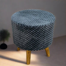 Load image into Gallery viewer, Bohemian Home Round Utility Padded Stool/ Ottoman Natural Finish - 4 Leg, Gray