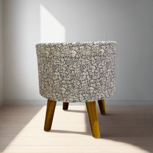 Load image into Gallery viewer, Bohemian Home Round Utility Padded Stool/ Ottoman Natural Finish - 4 Leg, Texture Black