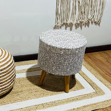 Load image into Gallery viewer, Bohemian Home Round Utility Padded Stool/ Ottoman Natural Finish - 4 Leg, Texture Black