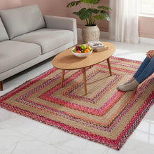Load image into Gallery viewer, Braided Natural Jute & Multi Cotton Collection Classic Hand Woven Area carpet