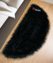 Load image into Gallery viewer, D Shape Bedside Faux Fur Runner, Luxury Fluffy Runner - 60x150 Cm - Black