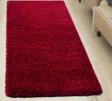 Load image into Gallery viewer, Red Plain Soft Shaggy Bedside runner
