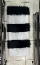 Load image into Gallery viewer, Black & White Bedside Faux Fur Runner, Luxury Fluffy Runner