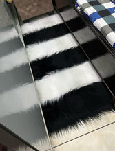 Load image into Gallery viewer, Black & White Bedside Faux Fur Runner, Luxury Fluffy Runner