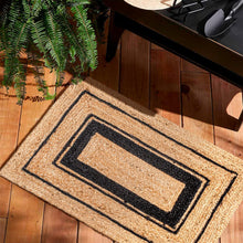Load image into Gallery viewer, Braided Natural Jute & Black Cotton Bedside Runner