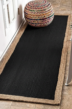Load image into Gallery viewer, Braided Natural Jute & Black Cotton Bedside Runner