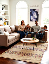 Load image into Gallery viewer, Braided Natural Jute Multi Cotton Diamond Design Area carpet