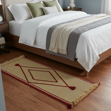 Load image into Gallery viewer, Luxurious Microfiber Braided Runner Beige with Red - 2 Feet x 5 Feet