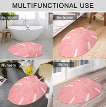 Load image into Gallery viewer, Super Soft Anti Skid (40x60 cm) Microfiber Mat for Bathroom/Bedroom/Kitchen - Leaf Pink