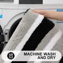Load image into Gallery viewer, Super Soft Anti Skid (40x60 cm) Microfiber Mat for Bathroom/Bedroom/Kitchen - Black Multi