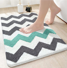 Load image into Gallery viewer, Super Soft Anti Skid (40x60 cm) Microfiber Mat for Bathroom/Bedroom/Kitchen - Aqua Zigzag