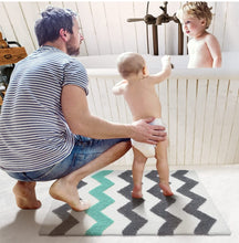 Load image into Gallery viewer, Super Soft Anti Skid (40x60 cm) Microfiber Mat for Bathroom/Bedroom/Kitchen - Aqua Zigzag