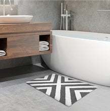 Load image into Gallery viewer, Super Soft Anti Skid (40x60 cm) Microfiber Mat for Bathroom/Bedroom/Kitchen - Gray Cross