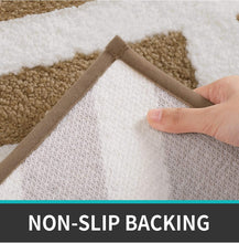Load image into Gallery viewer, Super Soft Anti Skid (40x60 cm) Microfiber Mat for Bathroom/Bedroom/Kitchen - Beige Cross