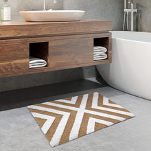 Load image into Gallery viewer, Super Soft Anti Skid (40x60 cm) Microfiber Mat for Bathroom/Bedroom/Kitchen - Beige Cross