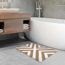 Load image into Gallery viewer, Super Soft Anti Skid (40x60 cm) Microfiber Mat for Bathroom/Bedroom/Kitchen - Beige Cross