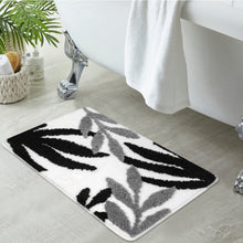 Load image into Gallery viewer, Super Soft Anti Skid (40x60 cm) Microfiber Mat for Bathroom/Bedroom/Kitchen - Black Leaf