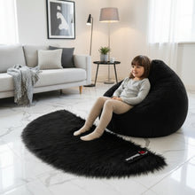 Load image into Gallery viewer, D Shape Bedside Faux Fur Runner, Luxury Fluffy Runner - 60x150 Cm - Black