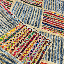 Load image into Gallery viewer, Braided Multicolor Cotton with Denim Jute Box Pattern Area Rug/Mat/Carpet