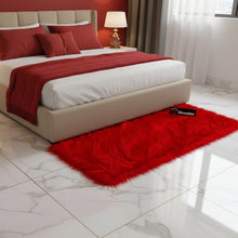 Load image into Gallery viewer, Red Bedside Faux Fur Runner, Luxury Fluffy Runner - 60x150 Cm