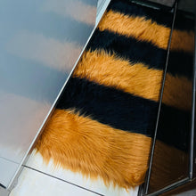 Load image into Gallery viewer, Black & Golden Bedside Faux Fur Runner, Luxury Fluffy Runner