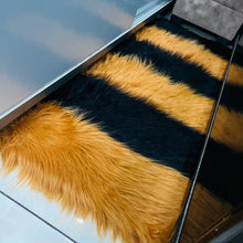Load image into Gallery viewer, Black & Golden Bedside Faux Fur Runner, Luxury Fluffy Runner