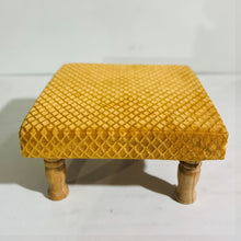 Load image into Gallery viewer, Small Chowki/Stool Square Utility Padded Natural Finish - Golden (4-Leg)