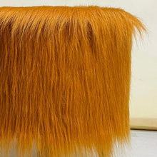 Load image into Gallery viewer, Bohemian Home Round Utility Padded Stool/ Ottoman Natural Finish - 4 Leg, Golden Faux Fur