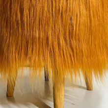 Load image into Gallery viewer, Bohemian Home Round Utility Padded Stool/ Ottoman Natural Finish - 4 Leg, Golden Faux Fur