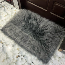 Load image into Gallery viewer, Gray Faux Fur Mat, Luxury Fluffy Area Rug - 2x3 feet